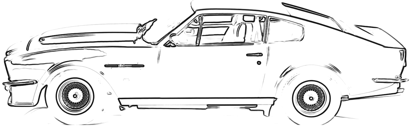 Line drawing of the V8 Vantage in side profile